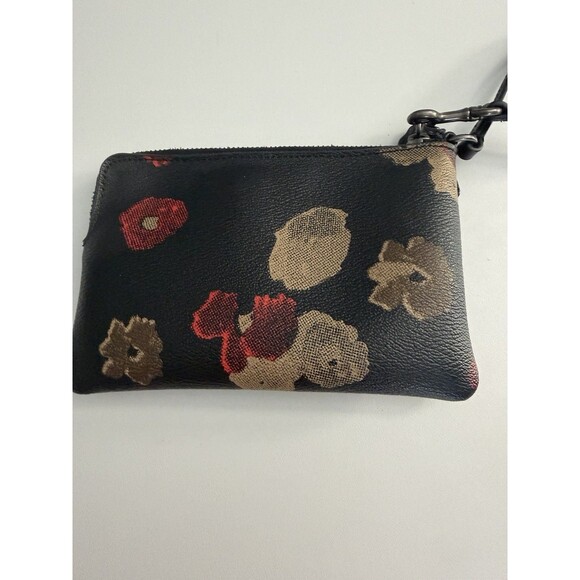 Coach Black Floral Wristlet Zip Close wallet Excellent Condition - Picture 4 of 8
